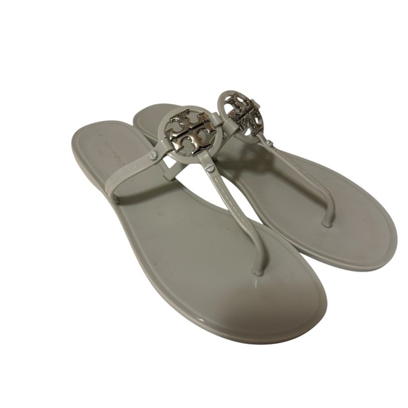 Tory Burch Mini Miller Jelly Thong (River Rock - Silver, size 9 /excellent - Picture 1 of 11